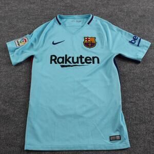 Barcelona Jersey Mens Small 2017 18 Away La Liga Soccer Nike Dri Fit Shirt Blue